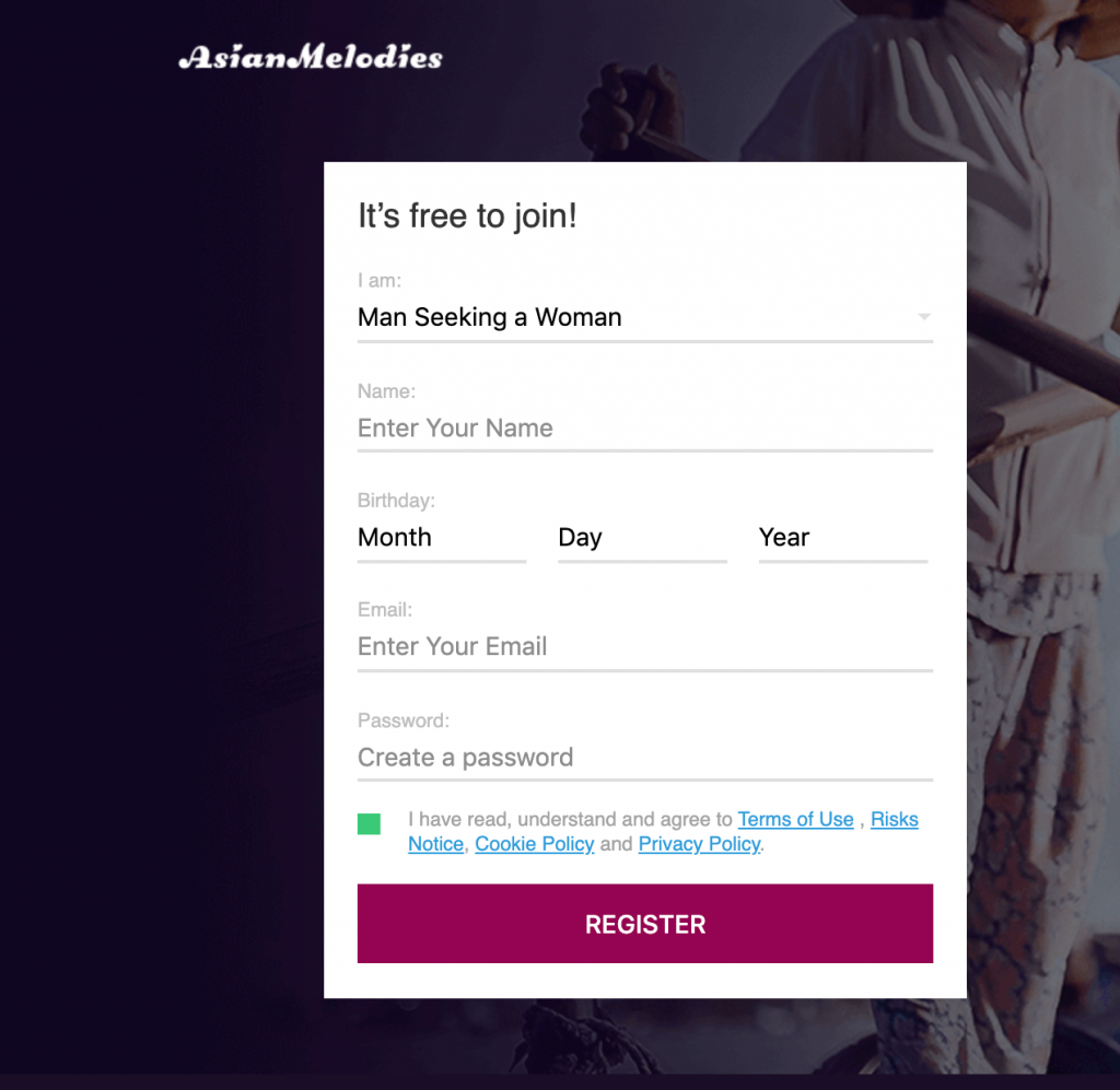 AsianMelodies Registration